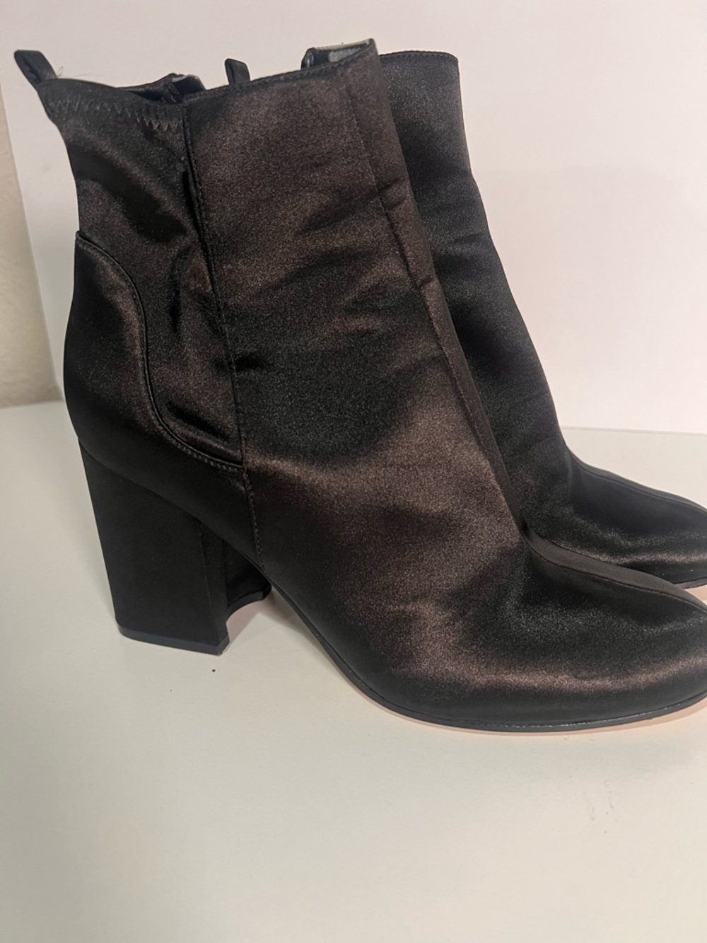 MARC FISHER Black Satin Ankle Boots | Block Heel | Size 9M ✨